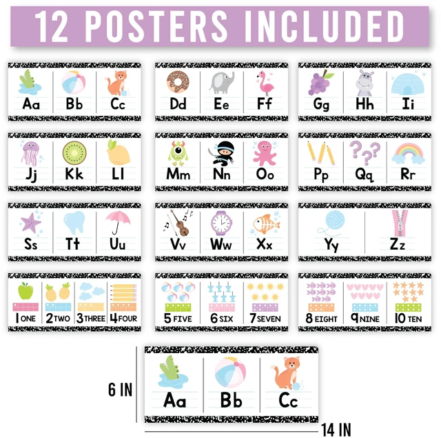 Alt view image 4 of 7 - Alphabet for Classroom Wall Decor -Alphabet Poster & Letters ABC Letters and Number Card for Preschool & Kindergarten Pastel Classroom Decoration, Homeschool Decor and Daycare Essentials