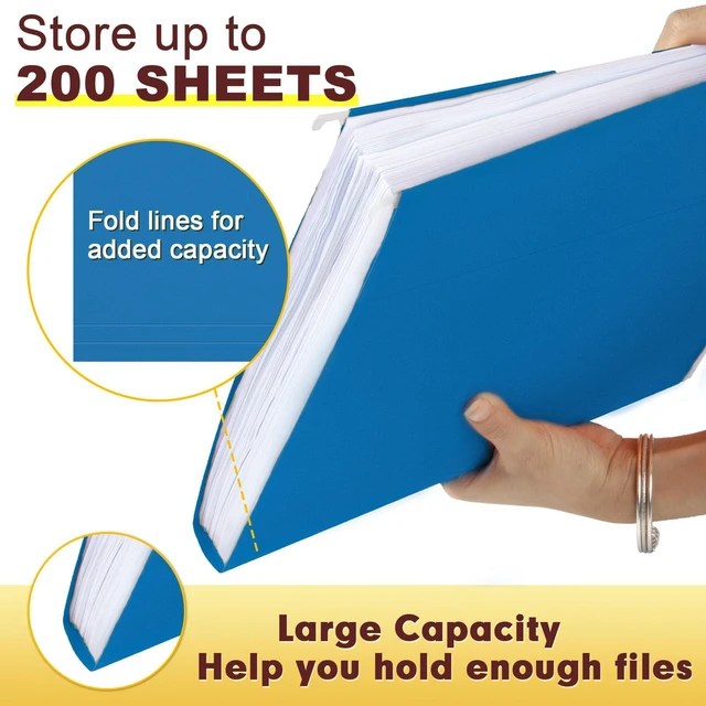 Alt view image 6 of 7 - Hanging File Folders, 30 Pack Reinforced Letter Size Hanging Folders, Designed for Bulky Files, Filing Cabinet, 1/5-Cut Adjustable Tabs (Lightblue)