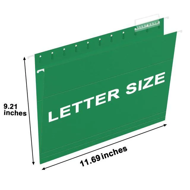 Alt view image 2 of 7 - Hanging File Folders, 30 Pack Reinforced Letter Size Hanging Folders, Designed for Bulky Files, Filing Cabinet, 1/5-Cut Adjustable Tabs (Green)