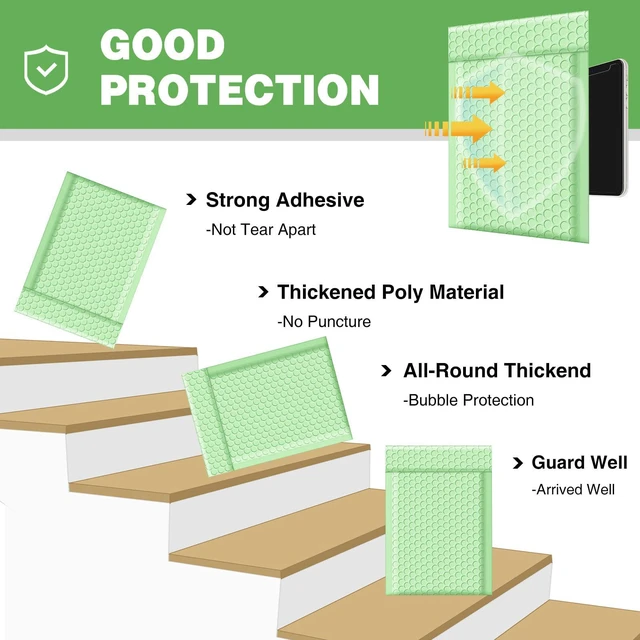 Alt view image 3 of 7 - Bubble Mailers 8.5x12 Inch 25pc Mint Green Shipping Bags, Chic Packaging Bags For Small Business, Colored Padded Mailing Envelopes, Opaque Matte Self Seal Bubble Poly Mailers Bulk #2