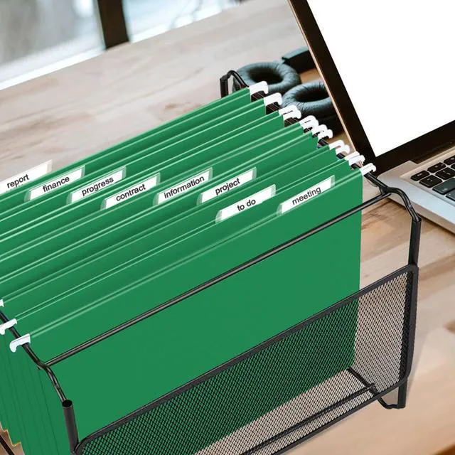 Alt view image 7 of 7 - Hanging File Folders, 30 Pack Reinforced Letter Size Hanging Folders, Designed for Bulky Files, Filing Cabinet, 1/5-Cut Adjustable Tabs (Green)