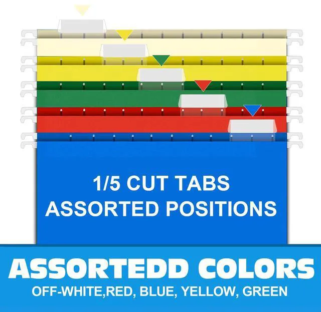 Alt view image 5 of 7 - Hanging File Folders, 30 Pack Letter Size Reinforced Hanging Folders, Designed for Bulky Files, Medical Charts, Filing Cabinet, Adjustable Tabs, Assorted Colors