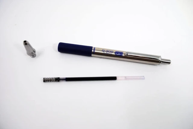 Alt view image 3 of 6 - STEEL G-402 Retractable Gel Pen, Black/Blue Ink, 0.5mm, 4-Pack Stainless Steel Weighted Barrel, Comfort Grip, Easy-Glide Smooth, Skipless Ink, Fine Point, School & Office Supplies (50072)