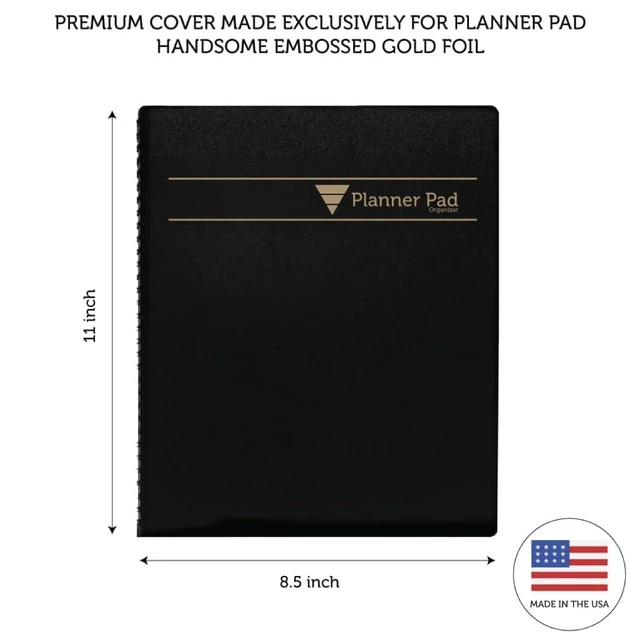 Alt view image 2 of 6 - Spiral Bound October 2026 September 2027 8 1/2" x 11" Large 3-Tier Funnel Down 12 Month/Weekly Organizer, Black Cover/Black Ink