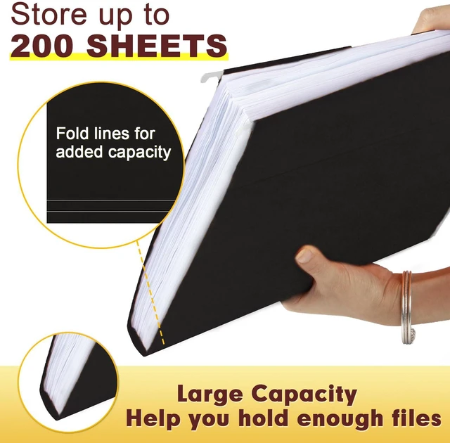 Alt view image 6 of 7 - Hanging File Folders, 30 Pack Reinforced Letter Size Hanging Folders, Designed for Bulky Files, Filing Cabinet, 1/5-Cut Adjustable Tabs (Black)