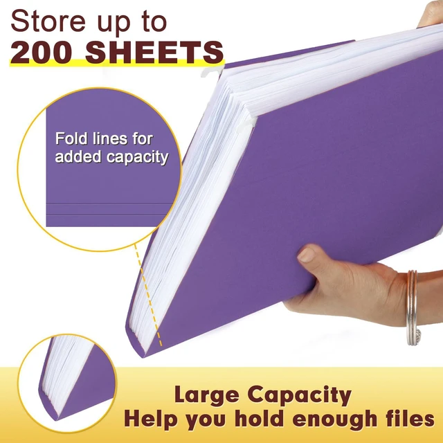 Alt view image 6 of 7 - Hanging File Folders, 30 Pack Reinforced Letter Size Hanging Folders, Designed for Bulky Files, Filing Cabinet, 1/5-Cut Adjustable Tabs (Purple)