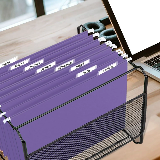 Alt view image 7 of 7 - Hanging File Folders, 30 Pack Reinforced Letter Size Hanging Folders, Designed for Bulky Files, Filing Cabinet, 1/5-Cut Adjustable Tabs (Purple)