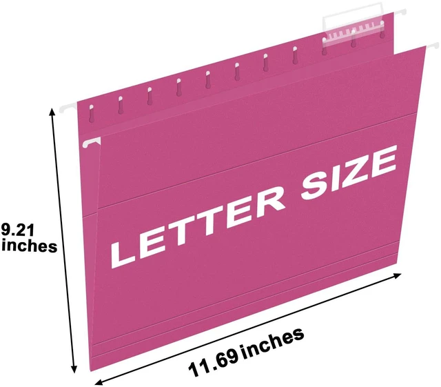 Alt view image 2 of 7 - Hanging File Folders, 30 Pack Reinforced Letter Size Hanging Folders, Designed for Bulky Files, Filing Cabinet, 1/5-Cut Adjustable Tabs (Pink)