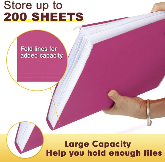 Alt view image 6 of 7 - Hanging File Folders, 30 Pack Reinforced Letter Size Hanging Folders, Designed for Bulky Files, Filing Cabinet, 1/5-Cut Adjustable Tabs (Pink)