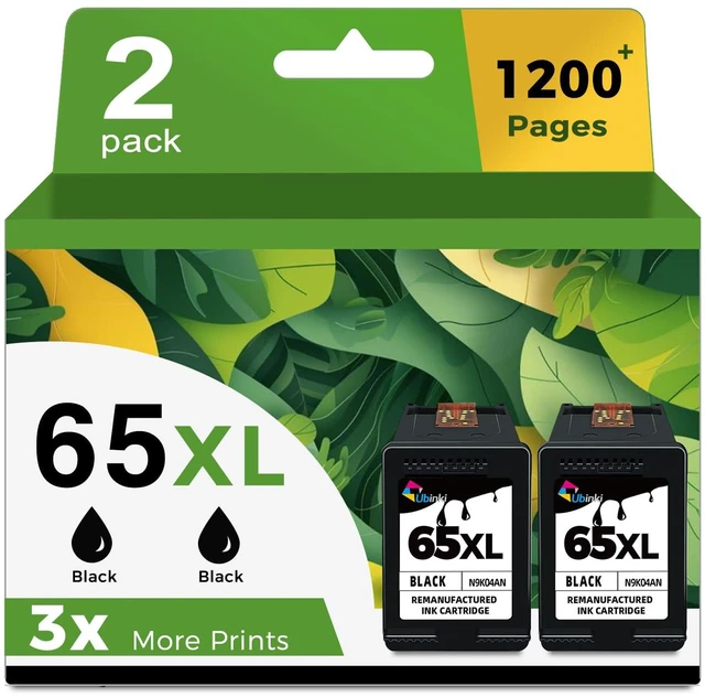 Main image of 65XL 65 Black Ink Cartridges Replacement for HP Ink 65 XL 2-Pack High-Yield ink for HP65 HP65XL | Work with DeskJet 3755 3700 3772 3722 2600 2622 3752 Envy 5000 5055 5070 5052 5010 Printer