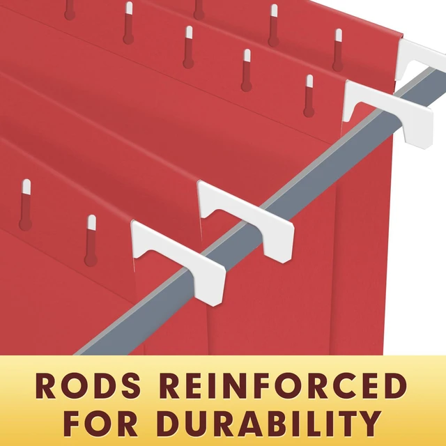 Alt view image 4 of 7 - Hanging File Folders, 30 Pack Reinforced Letter Size Hanging Folders, Designed for Bulky Files, Filing Cabinet, 1/5-Cut Adjustable Tabs (Red)