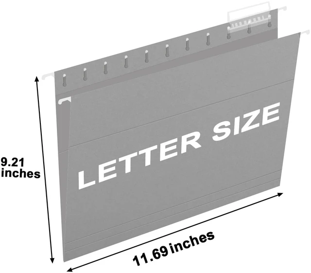 Alt view image 2 of 7 - Hanging File Folders, 60 Pack Reinforced Letter Size Hanging Folders, Designed for Bulky Files, Filing Cabinet, 1/5-Cut Adjustable Tabs (Gray)