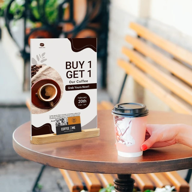Alt view image 6 of 6 - 8.5 x 11 Acrylic Sign Holder Plastic Signs Display Holder T-Shape Double Sided Clear Flyer Stand Frames Wood Base with Business Card Holder Suitable for Menu Office Events Meeting,3 Pack