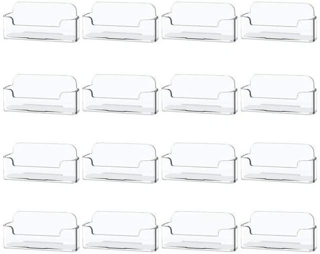 Main image of 16 Pack Clear Desktop Business Card Holder Display, Plastic Business Card Stand for Office
