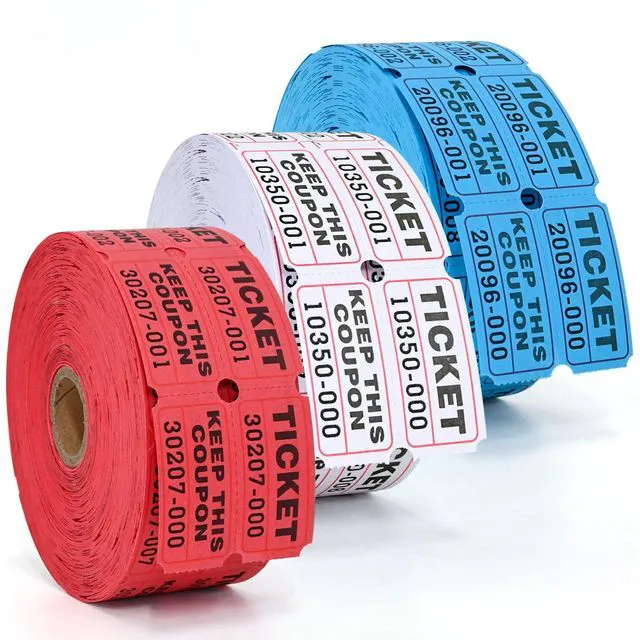 Main image of L LIKED Raffle Tickets Double Roll,Consecutively Numbered,50/50 Raffle Tickets for Event,Party,Prize,Drawing(3000,White/Red/Blue)