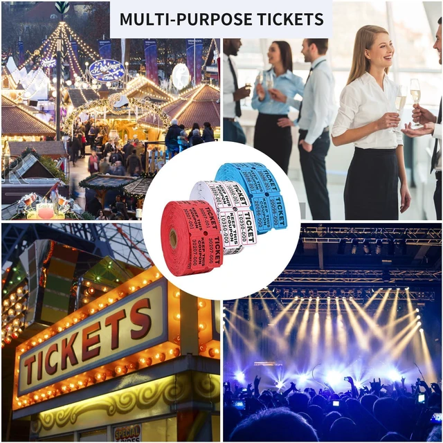 Alt view image 7 of 7 - L LIKED Raffle Tickets Double Roll,Consecutively Numbered,50/50 Raffle Tickets for Event,Party,Prize,Drawing(3000,White/Red/Blue)
