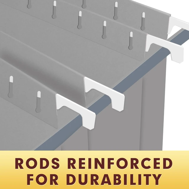 Alt view image 4 of 7 - Hanging File Folders, 60 Pack Reinforced Letter Size Hanging Folders, Designed for Bulky Files, Filing Cabinet, 1/5-Cut Adjustable Tabs (Gray)