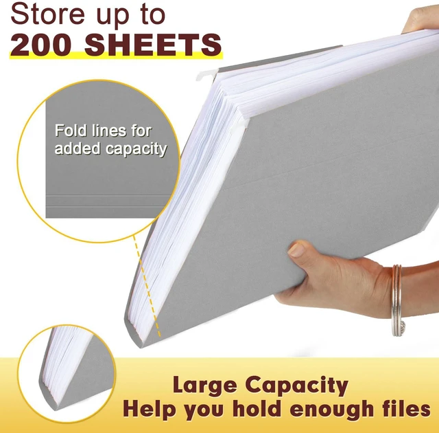 Alt view image 6 of 7 - Hanging File Folders, 60 Pack Reinforced Letter Size Hanging Folders, Designed for Bulky Files, Filing Cabinet, 1/5-Cut Adjustable Tabs (Gray)