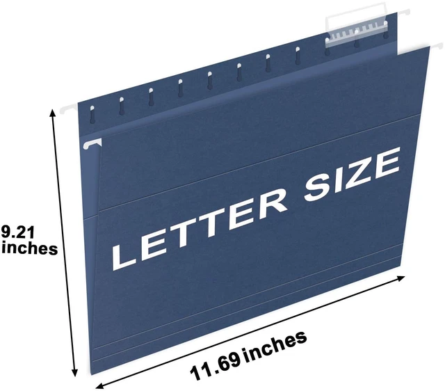 Alt view image 2 of 7 - Hanging File Folders, 30 Pack Reinforced Letter Size Hanging Folders, Designed for Bulky Files, Filing Cabinet, 1/5-Cut Adjustable Tabs (Blue)