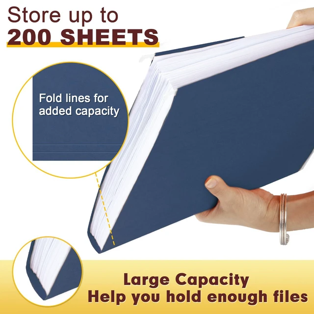 Alt view image 6 of 7 - Hanging File Folders, 30 Pack Reinforced Letter Size Hanging Folders, Designed for Bulky Files, Filing Cabinet, 1/5-Cut Adjustable Tabs (Blue)