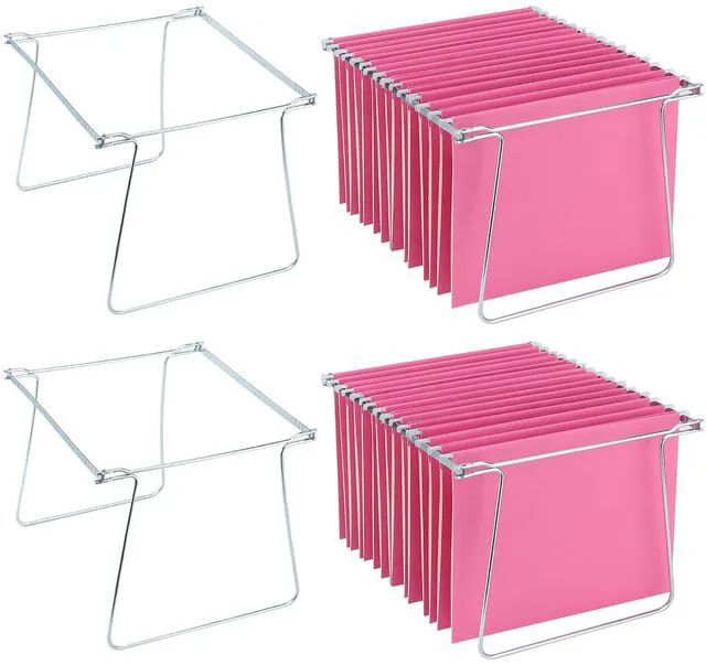 Main image of 4 Pack Hanging File Folder Frames, Heavy Duty Steel Hanging File Organizer, File Cabinet Rails, Adjustable 11 to 17.4 Inches, Suitable for File Cabinets, Storage File Boxes