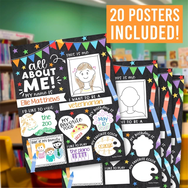 Alt view image 3 of 7 - 20 All About Me Posters Elementary Classroom Decor, Star Student Poster 100 Days of School Items, Student of the Week Poster Elementary Classroom Must Haves, End of School Year Teacher Supplies