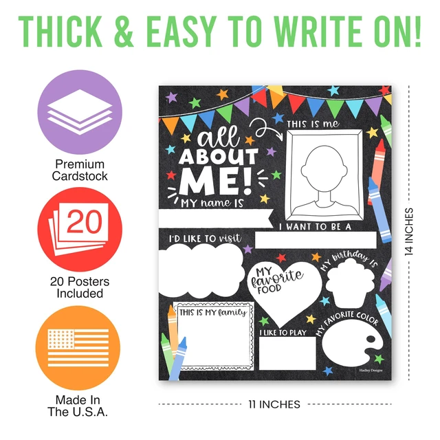 Alt view image 4 of 7 - 20 All About Me Posters Elementary Classroom Decor, Star Student Poster 100 Days of School Items, Student of the Week Poster Elementary Classroom Must Haves, End of School Year Teacher Supplies