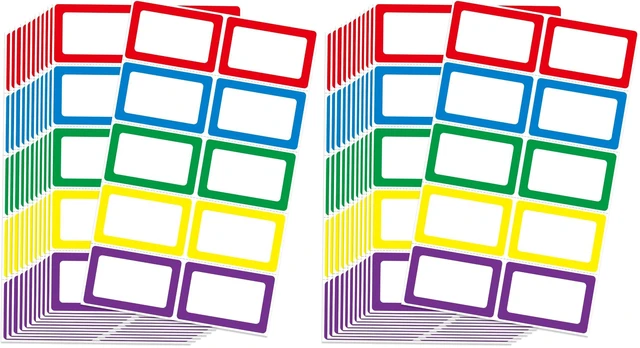 Main image of 200 Colors Blank Name Tag Stickers 3.5x2.25 for School Office Home (Pack of 2)