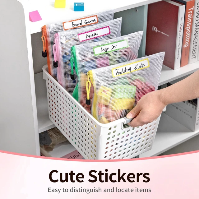 Alt view image 3 of 7 - A3 A4 Mesh Zipper Storage Bags, 24 Pack 12 Colors Organizer Pouches 12pcs A3 & 12pcs A4 Bags, Large Sizes Store Artwork, Puzzles and Papers, While Labels Keep Items Sorted and Easy to Find