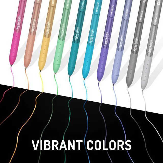 Alt view image 4 of 7 - InkJoy Gel Pens, Metallic, Retractable, Medium Point (0.8mm), Glittery Assorted Colors, 10 Count - Arts & Crafts, Doodling, Writing, Bullet Journaling