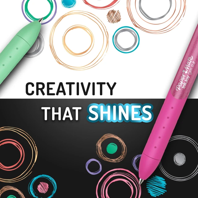 Alt view image 6 of 7 - InkJoy Gel Pens, Metallic, Retractable, Medium Point (0.8mm), Glittery Assorted Colors, 10 Count - Arts & Crafts, Doodling, Writing, Bullet Journaling