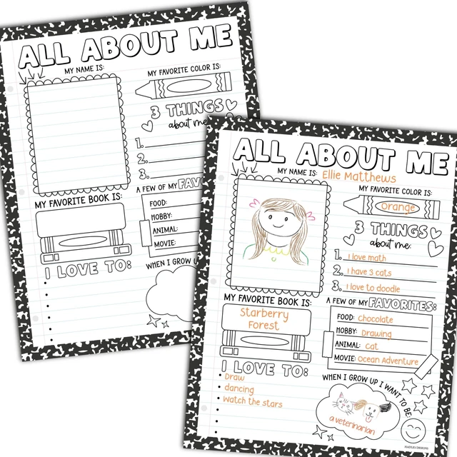 Main image of 20 All About Me Posters Elementary Classroom Decor, Star Student Poster 100 Days of School Items, Student of the Week Poster Elementary Classroom Must Haves, End of School Year Teacher Supplies