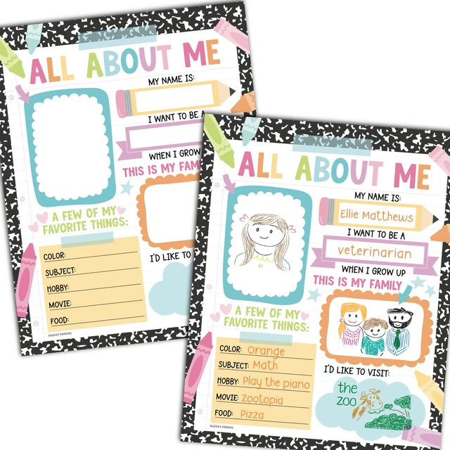 Main image of 20 All About Me Posters Elementary Classroom Decor, Star Student Poster 100 Days of School Items, Student of the Week Poster Elementary Classroom Must Haves, End of School Year Teacher Supplies