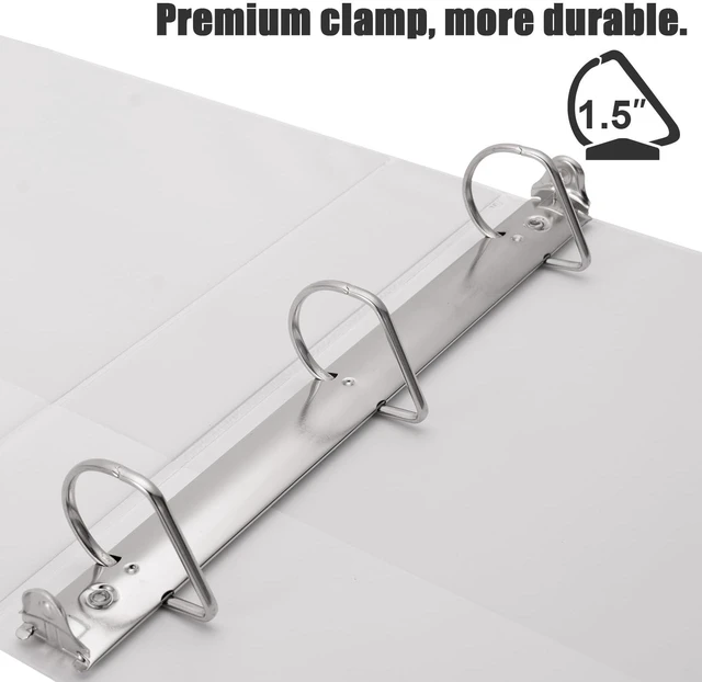 Alt view image 5 of 5 - Heavy Duty 1 1/2 inch Slant-D Ring View Binder, 1.5 inch 3 Ring Binders, Hold 350 Sheets of 8.5" x 11" Paper, 12 Pack (White)