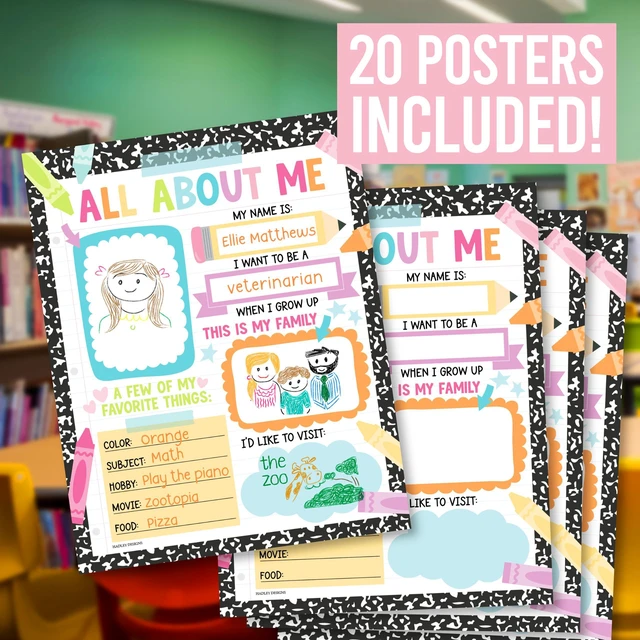 Alt view image 3 of 7 - 20 All About Me Posters Elementary Classroom Decor, Star Student Poster 100 Days of School Items, Student of the Week Poster Elementary Classroom Must Haves, End of School Year Teacher Supplies