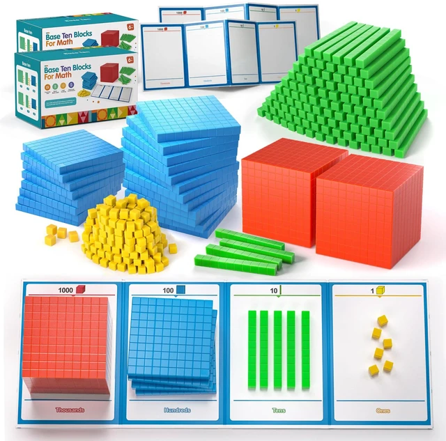 Main image of 2 pack Base Ten Blocks Plastic Place Value Blocks with 80 rod Math Manipulatives Kindergarten Counting Cubes for Kids Math Early Counting Math Toy for 1st Grade