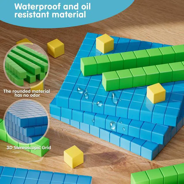 Alt view image 5 of 7 - 2 pack Base Ten Blocks Plastic Place Value Blocks with 80 rod Math Manipulatives Kindergarten Counting Cubes for Kids Math Early Counting Math Toy for 1st Grade