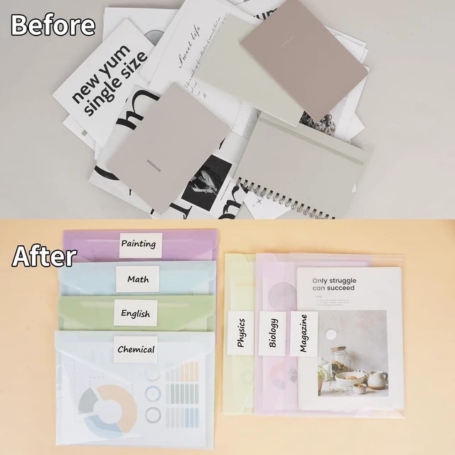 Alt view image 5 of 7 - 30pcs Plastic Envelopes, Plastic File Folders for Documents, Hook & Loop Closure Poly Folders with Label Pocket A4 Size for School and Office Supplies