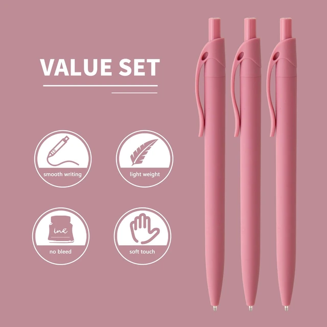 Alt view image 3 of 6 - Pens Bulk, 50 Pack No Bleed Click Pens, Wholesale Retractable Ballpoint Pens, Pen Medium Point, Smooth Ink Pens, 1.0MM Red Ink