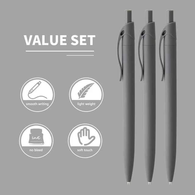 Alt view image 3 of 6 - Pens Bulk, 50 Pack No Bleed Grey Barrel Black Ink Click Pens, Wholesale Retractable Ballpoint Pens, Pen Medium Point, Smooth black Ink Pen, 1.0MM