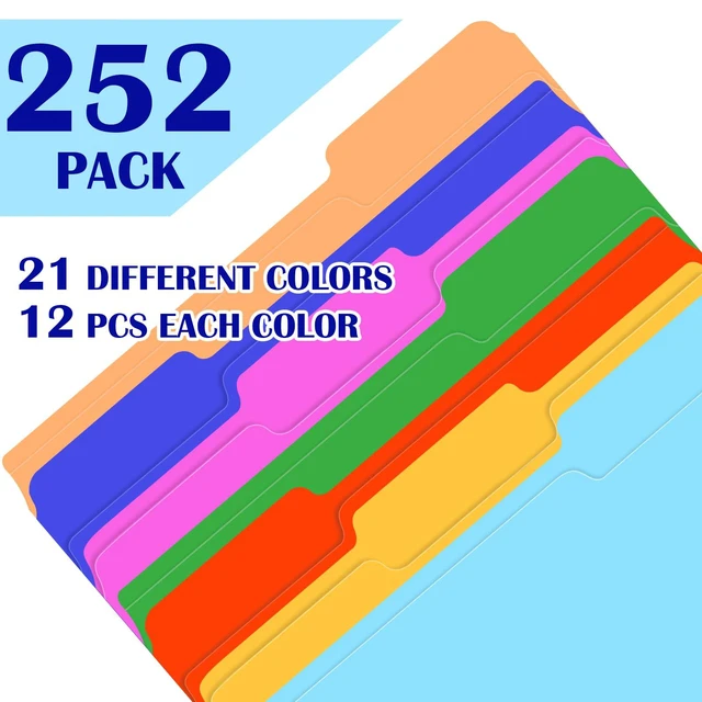 Alt view image 4 of 7 - 252 Pack Colored File Folders,21 Colors File Folders Letter Size Manilla Folders 8.5 x 11,1/3 Cut Tab Filing Folders for Office School Business Documents Files Paper