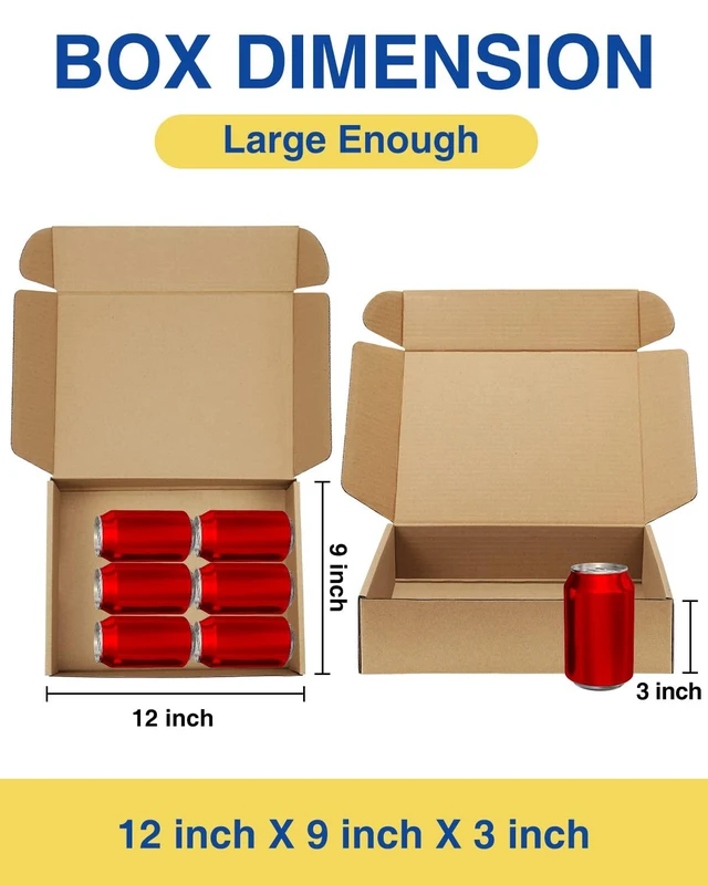 Alt view image 2 of 7 - Shipping-Boxes-12x9x3 Inches: 22 Pack-Cardboard-Boxes-for-Packaging, Brown-Shipping-Boxes-for-Packing-Small-Business, Corrugated Box Mailers for Book Shoes Gift Mailing