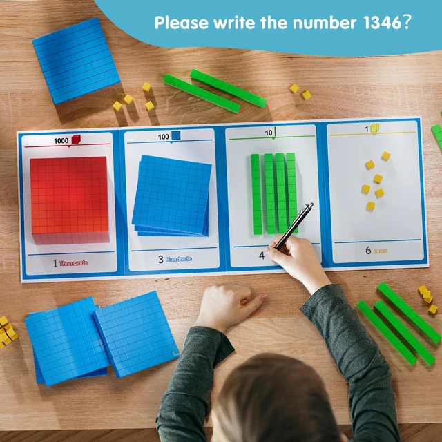 Alt view image 6 of 7 - 2 pack Base Ten Blocks Plastic Place Value Blocks with 80 rod Math Manipulatives Kindergarten Counting Cubes for Kids Math Early Counting Math Toy for 1st Grade