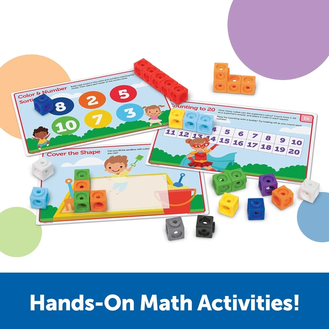 Alt view image 2 of 6 - MathLink Cubes Preschool Math Activity Set - Classroom Must Haves, Teacher School Supplies, Toddler Montessori Toys,Building Blocks, Math Manipulatives, Homeschool Games