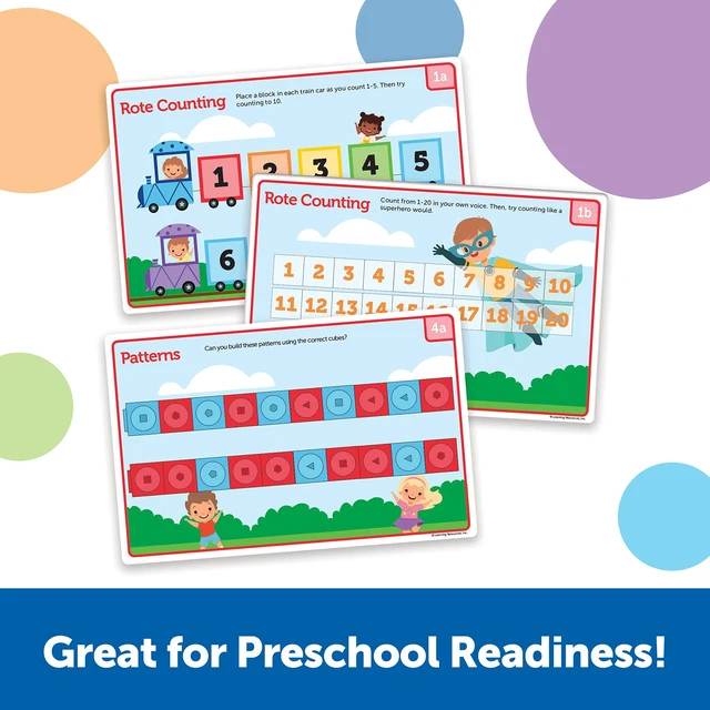 Alt view image 3 of 6 - MathLink Cubes Preschool Math Activity Set - Classroom Must Haves, Teacher School Supplies, Toddler Montessori Toys,Building Blocks, Math Manipulatives, Homeschool Games