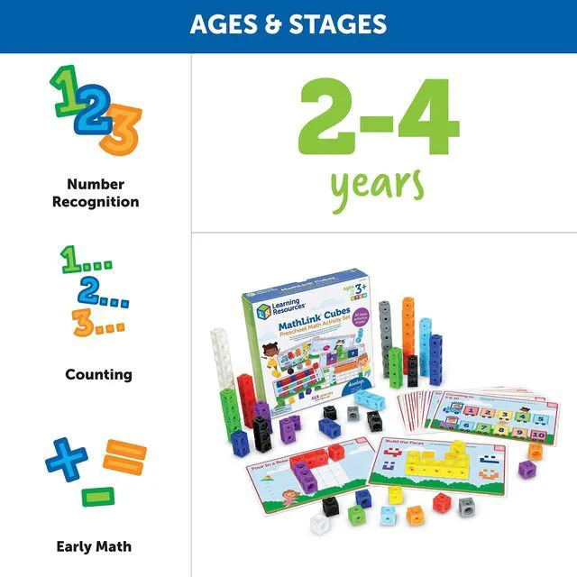 Alt view image 6 of 6 - MathLink Cubes Preschool Math Activity Set - Classroom Must Haves, Teacher School Supplies, Toddler Montessori Toys,Building Blocks, Math Manipulatives, Homeschool Games