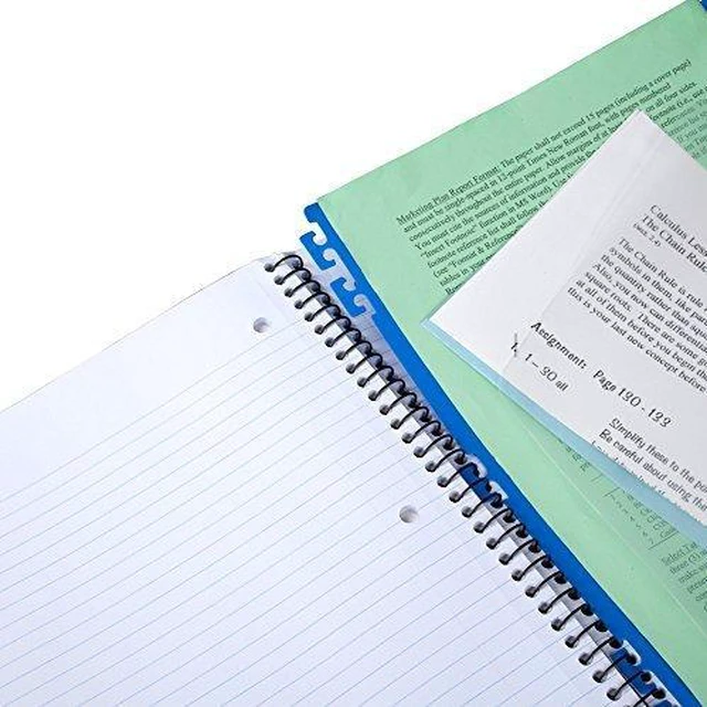 Alt view image 3 of 4 - Advance Spiral Notebook + Study App, 3 Subject, College Ruled Paper, 8-1/2" x 11", 150 Sheets, Spiral Guard, Movable Tabbed Dividers, Seaglass Green (73136)