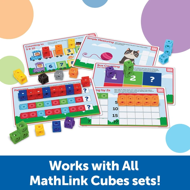 Alt view image 4 of 6 - MathLink Cubes Preschool Math Activity Set - Classroom Must Haves, Teacher School Supplies, Toddler Montessori Toys,Building Blocks, Math Manipulatives, Homeschool Games
