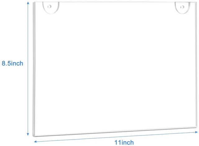 Alt view image 2 of 6 - Acrylic Sign Holder 11x8.5 Horizontal, Wall Mount Document Holder, Clear Plastic Picture Frame with Tape Adhesive and Screws for Office, Home, Store, Restaurant - 20 Pack
