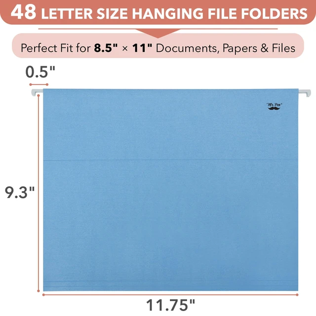 Alt view image 2 of 7 - Hanging File Folders Bulk, 48 Pack, Hanging File Folders 1/5-Cut Adjustable Tabs, Letter Size, Assorted Colors, Ideal for Papers Classification, Home and Office Organization